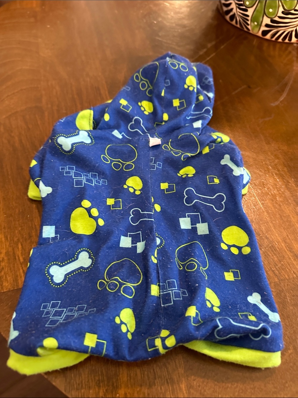 Blue & Lime Paw Print Dog Hoodie